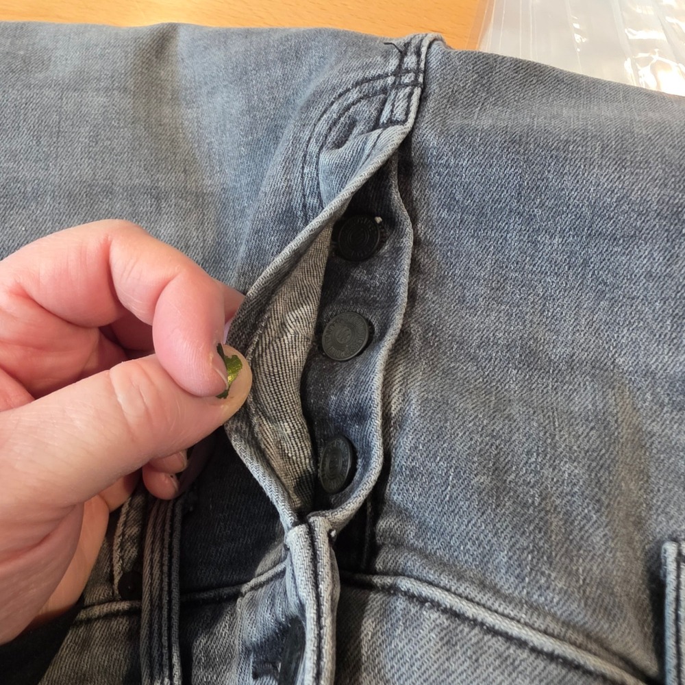 Mother The Scrapper Cuff Ankle Fray Jeans Unstitched in the Dark Button Fly 25 - Picture 14 of 14